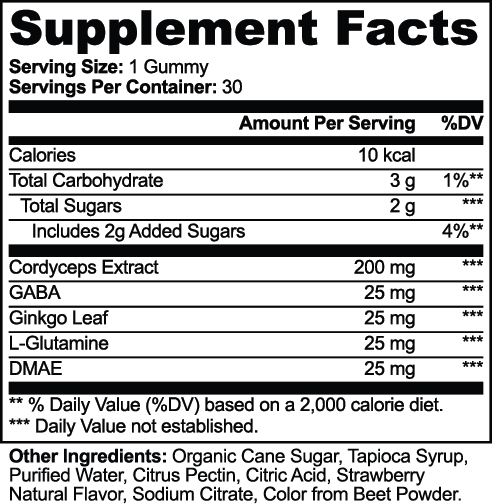 Cordyceps Mushroom Gummies – Strawberry, 30 Count